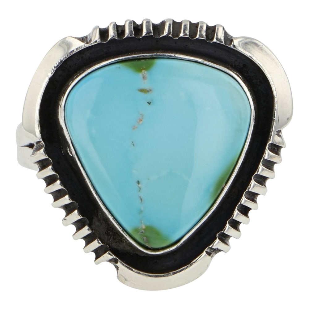 Eddie Secatero Navajo Sonoran Gold Turquoise Ring: Sterling Silver | Genuine Sonoran Gold Turquoise | Eddie Secatero Navajo Sonoran Gold Turquoise Ring | Navajo Native American Southwest Indian Jewelry | Good (no breaks or damages) | Approximate