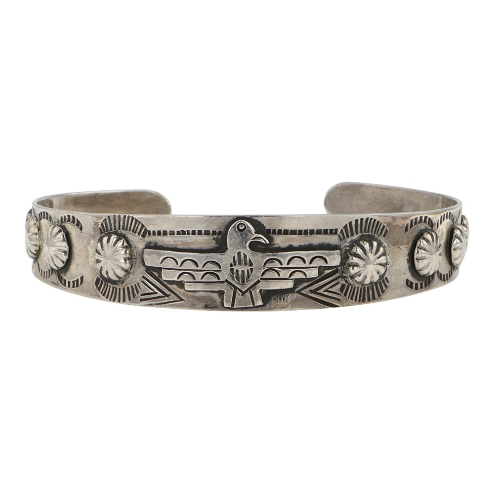Vintage Navajo Plain Silver Thunderbird Cuff Bracelet: Sterling Silver | | Vintage Navajo Plain Silver Thunderbird Cuff Bracelet | Navajo Native American Southwest Indian Jewelry | Good (no breaks or damages) | Approximate Weight:?14 Grams | Bracelet: 5.7