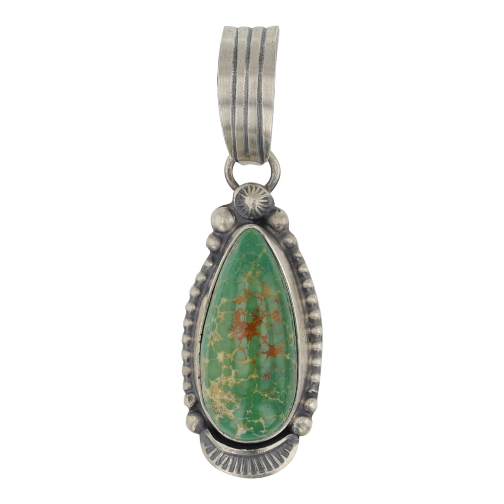 Thomas Francisco Navajo Royston Turquoise Pendant: Sterling Silver | Genuine Royston Turuqoise | Thomas Francisco Navajo Royston Turquoise Pendant | Navajo Native American Southwest Indian Jewelry | Good (no breaks or damages) | Approximate Weight:?9