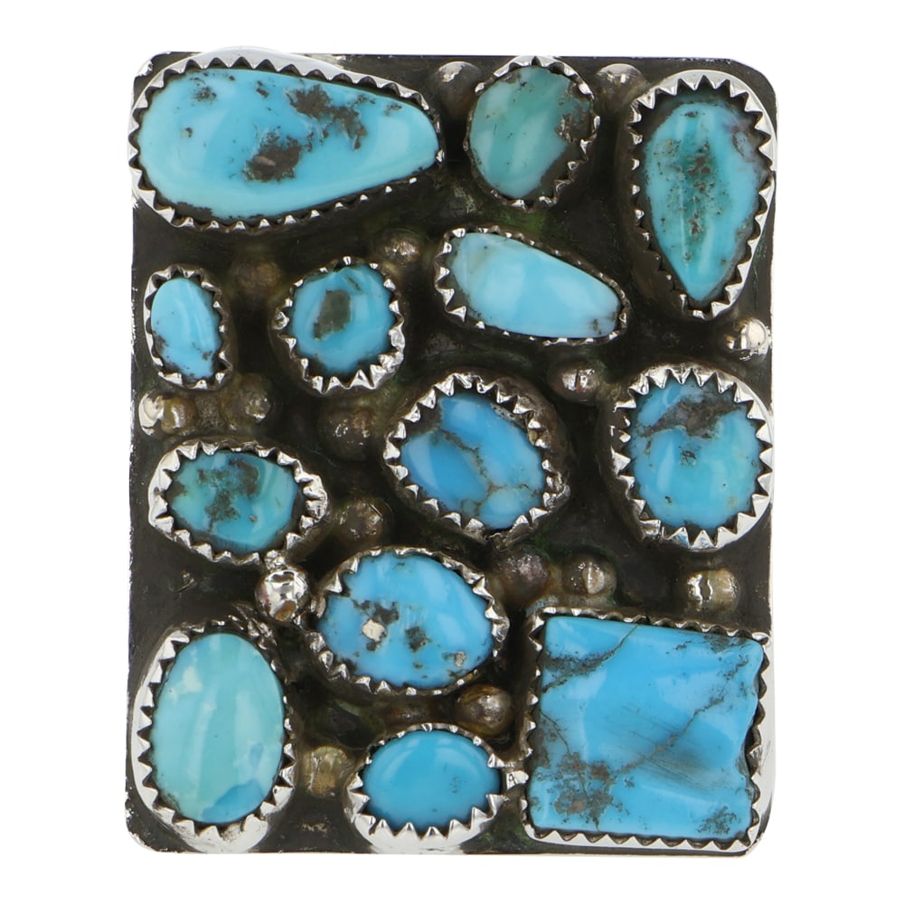 Navajo Kingman Turquoise Adjustable Ring: Sterling Silver | Genuine Kingman Turquoise | Navajo Kingman Turquoise Adjustable Ring | Navajo Native American Southwest Indian Jewelry | Good (no breaks or damages) | Approximate Weight:?12 Grams | 