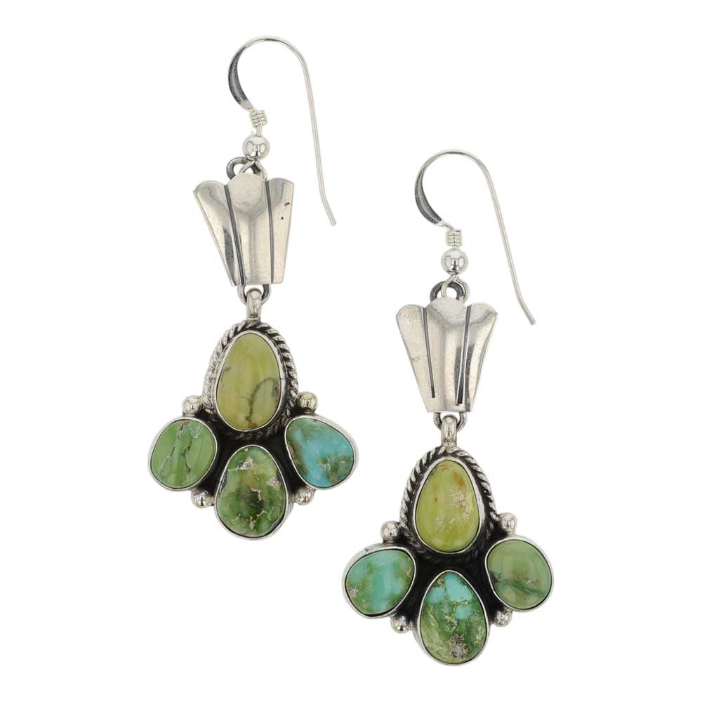 Carol Wylie Navajo Sonoran Gold Turquoise Earrings: Sterling Silver | Gneuine Sonoran Gold Turquoise | Carol Wylie Navajo Sonoran Gold Turquoise Earrings | Navajo Native American Southwest Indian Jewelry | Good (no breaks or damages) | Approximate