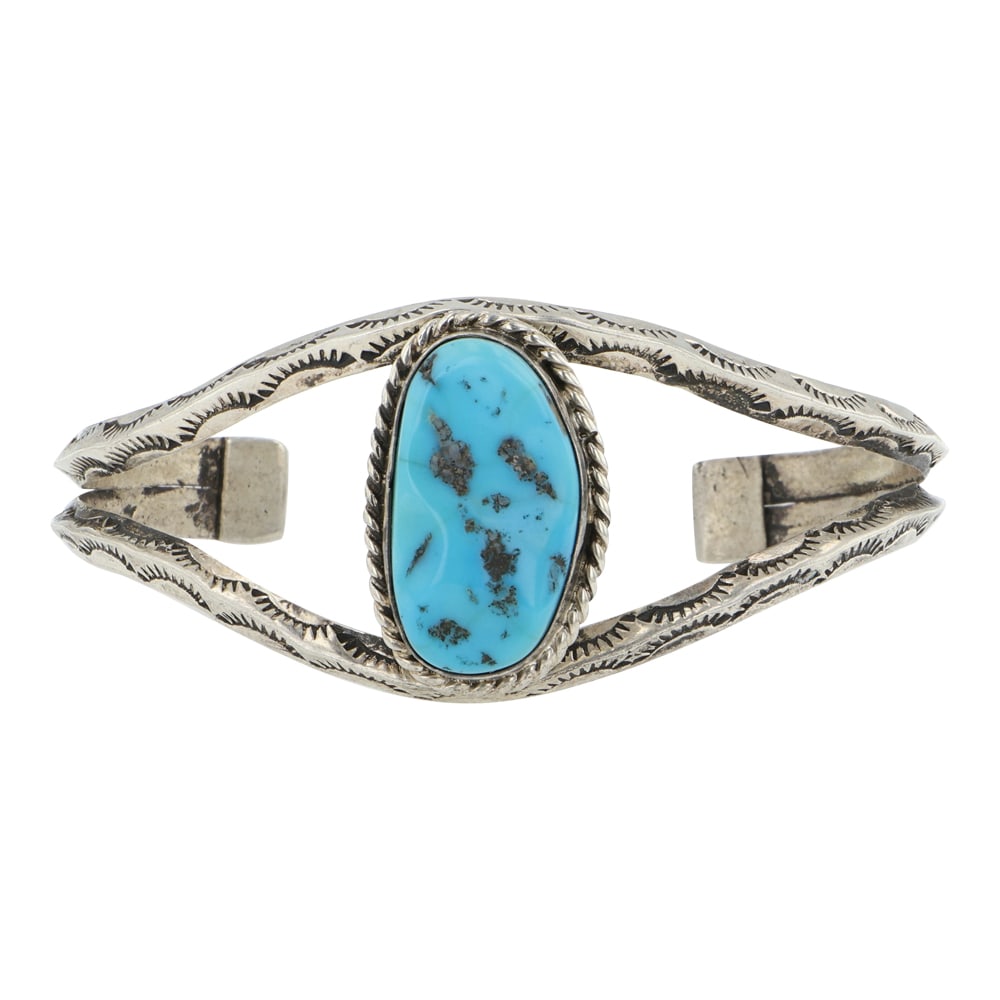 Albert J. Platero Navajo Kingman Turquoise Bracelet (1 of 3)
