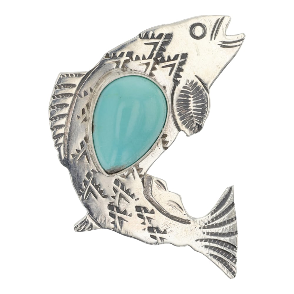 Navajo Campitos Turquoise Fish Pin (1 of 2)