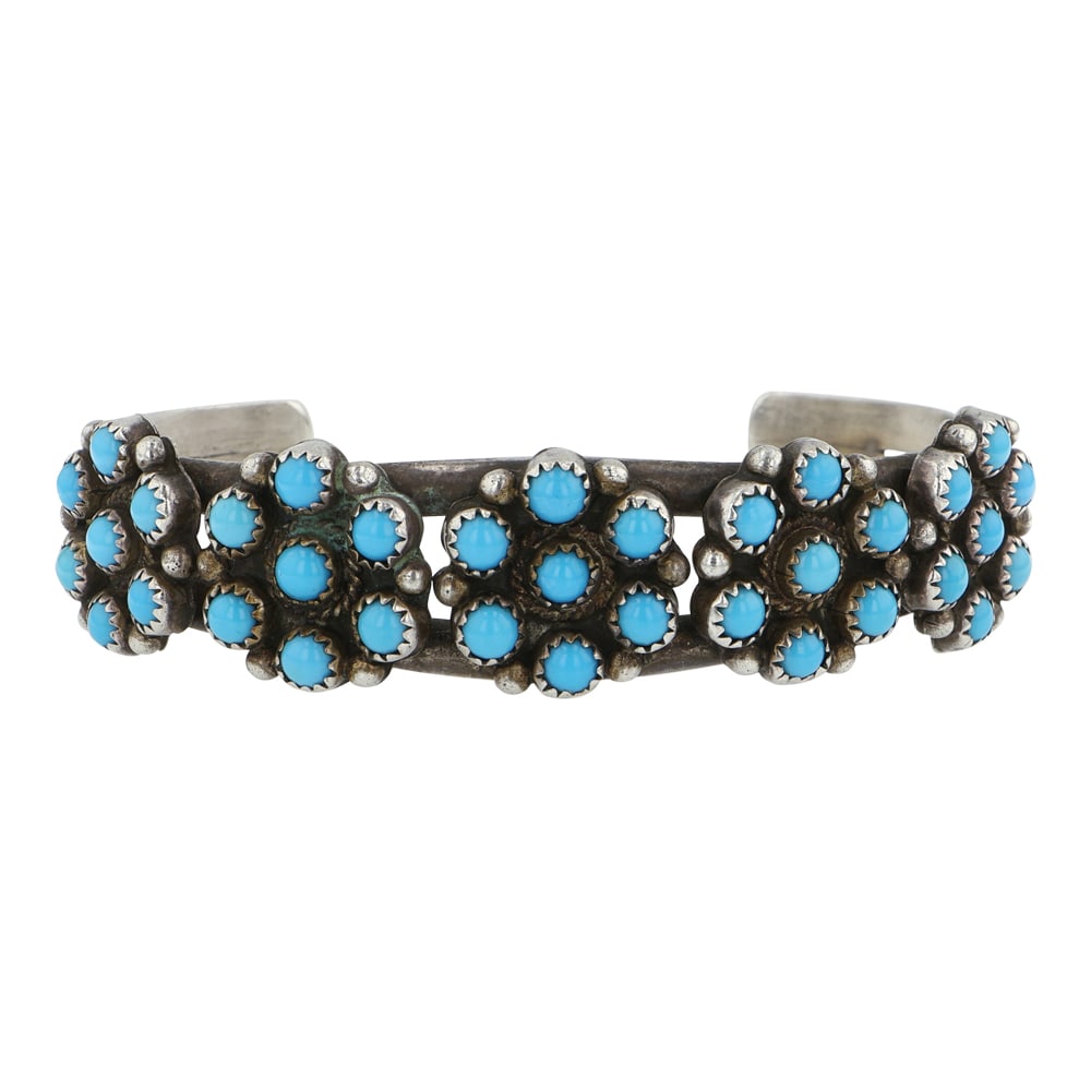 Vintage Navajo Sleeping Beauty Turquoise Cluster Cuff Bracelet (1 of 3)