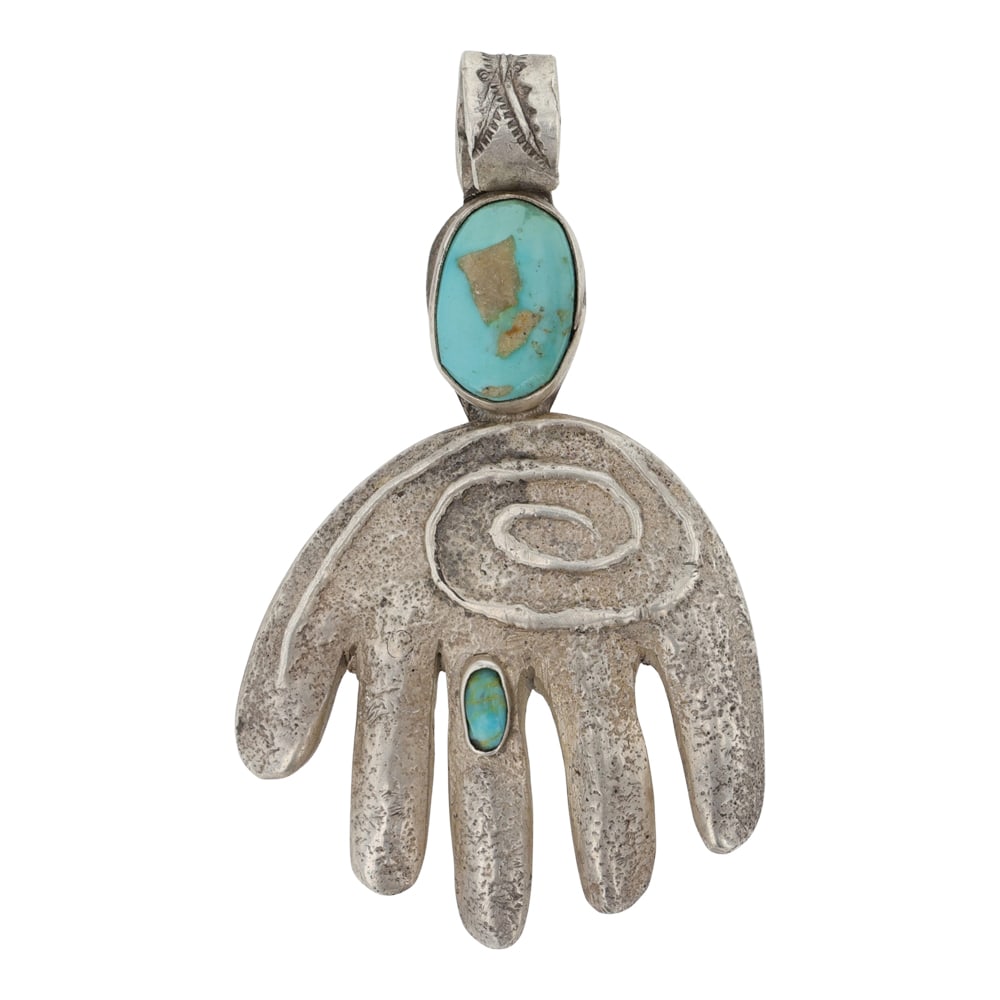 Leo Coriz ( 1913-1997) Leo Coriz Kewa Santo Domingo Master Artist Royston Turquoise Pendant (1 of 2)
