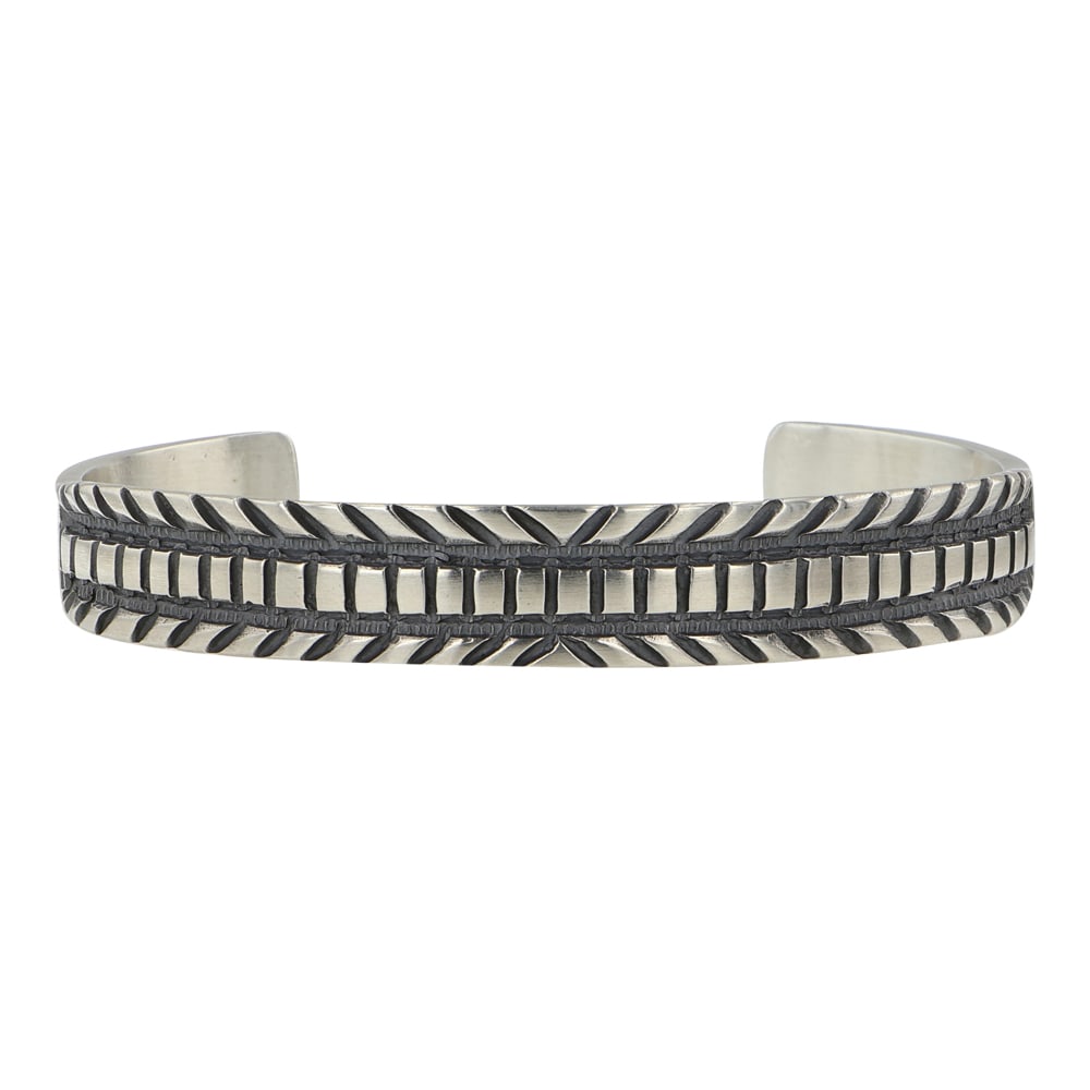 Navajo Detailed Stamp Work Cuff Bracelet (1 of 3)