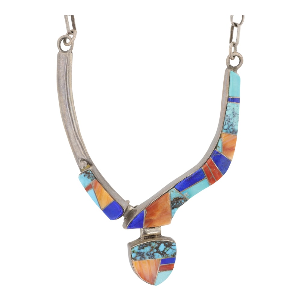 Jon Peters Navjao Turquoise Coral & lapis Inlay Necklace (1 of 3)