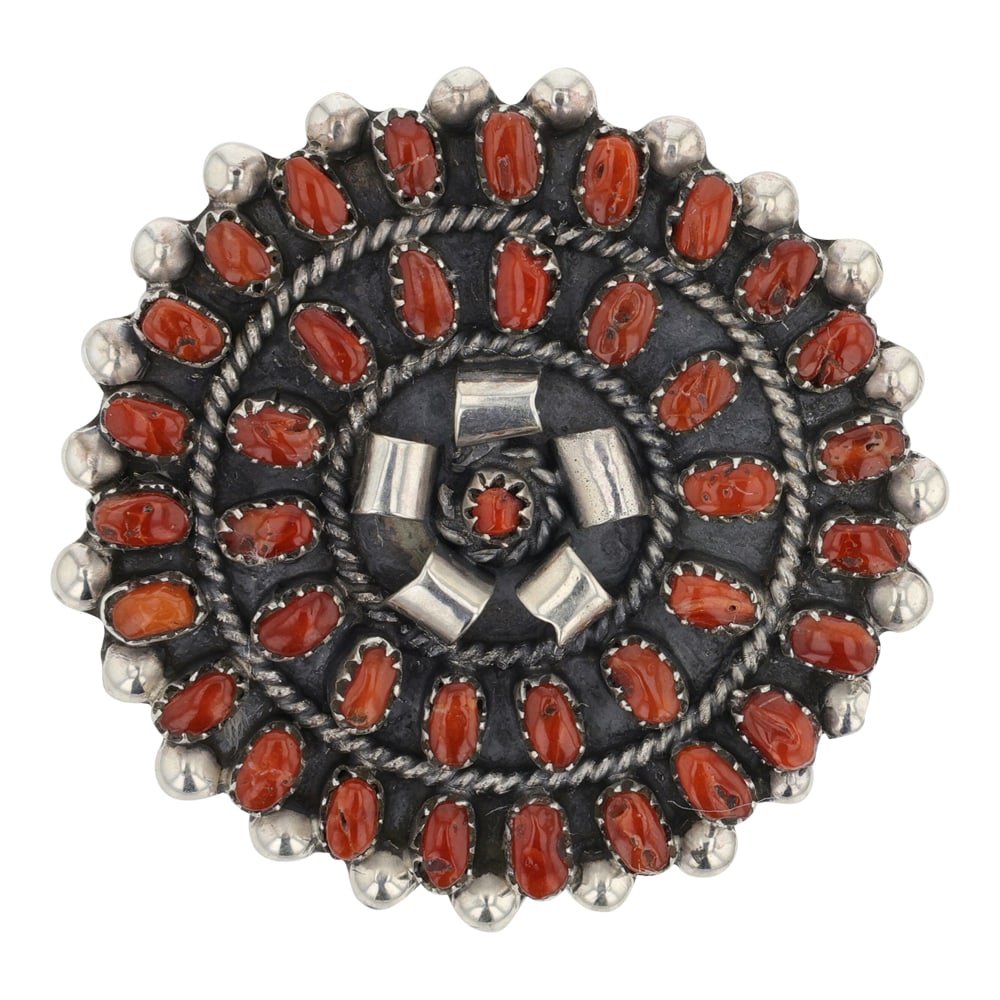 Zuni Mediterranean Coral Cluster Pin/ Pendant (1 of 2)