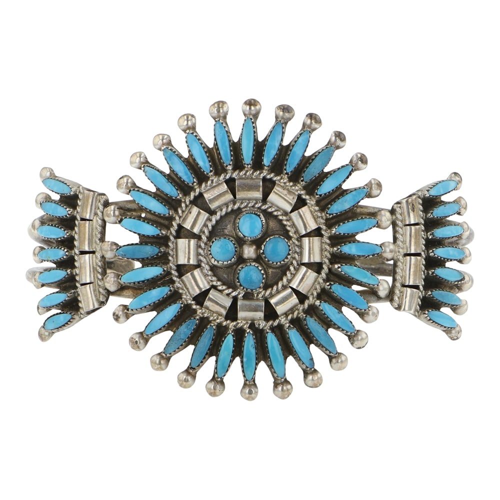 Zuni Sleeping Beauty Turquoise Needlepoint Cluster Bracelet (1 of 3)