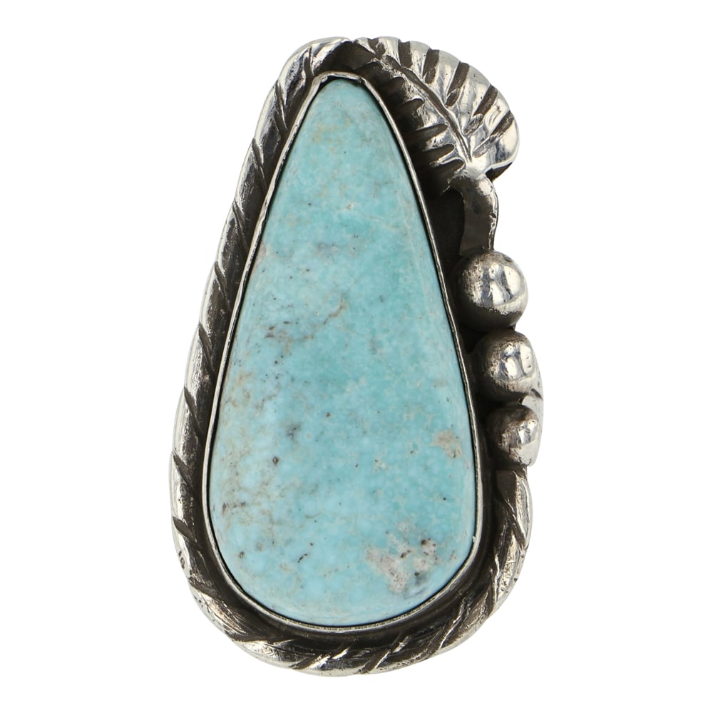 Navajo Campitos Turquoise Ring: Sterling Silver | Genuine Campitos Turquoise | Navajo Campitos Turquoise Ring | Navajo Native American Southwest Indian Jewelry | Good (no breaks or damages) | Approximate Weight:?13 Grams | Ring: 7 s