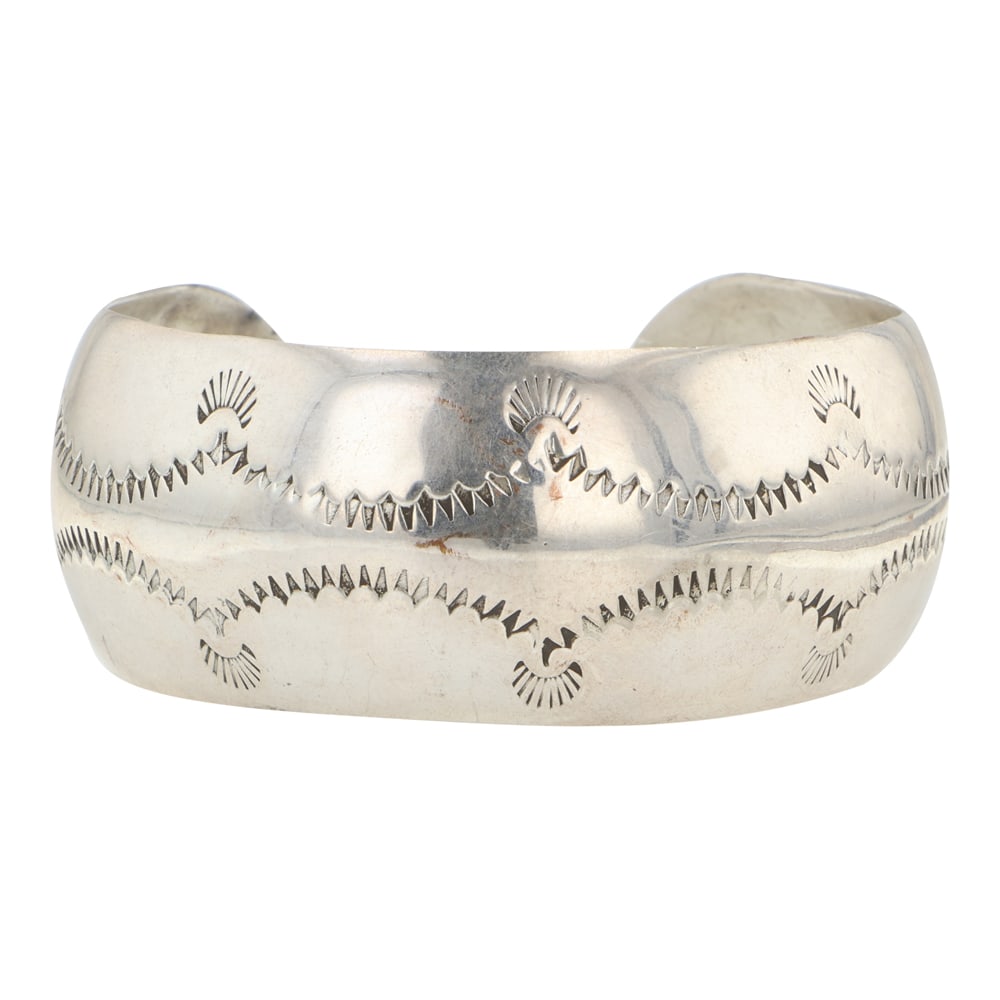 Vintage Navajo Stamp-Work Domed Cuff Bracelet: Sterling Silver | | Vintage Navajo Stamp-Work Domed Cuff Bracelet | Navajo Native American Southwest Indian Jewelry | Good (no breaks or damages) | Approximate Weight:?22 Grams | Bracelet: 5.5"