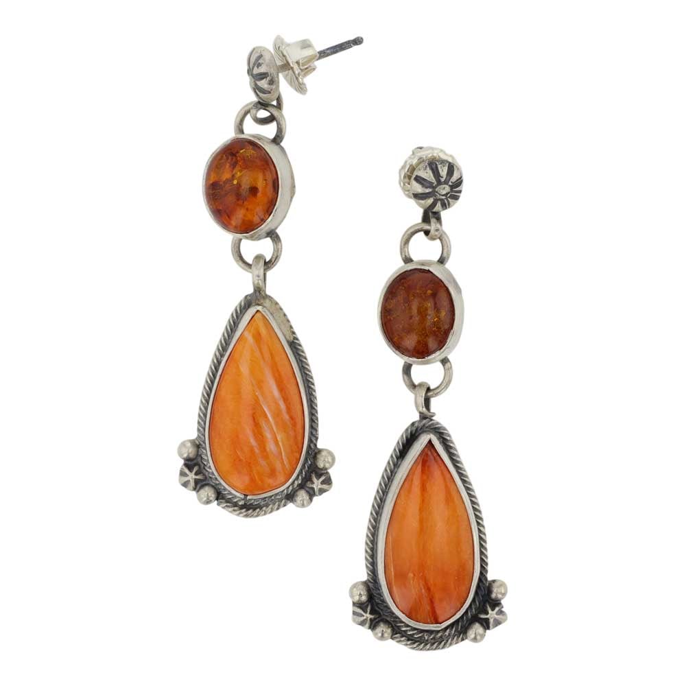 Randy Billy Navajo Amber & Spiny Oyster Earrings s (1 of 2)