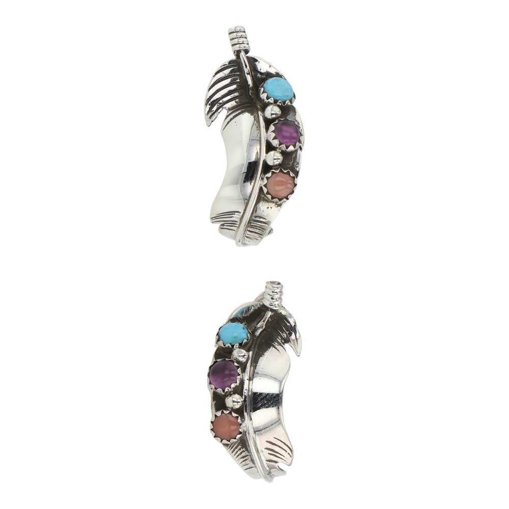 Navajo Turquoise Amethyst & Pink Shell Earrings (1 of 2)