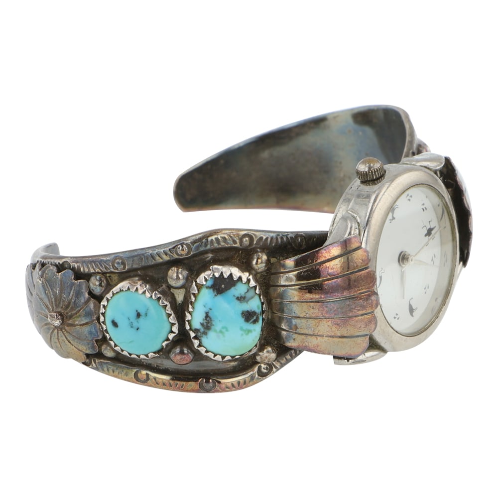 Vintage Navajo Kingman Turquoise Watch Bracelet (1 of 3)