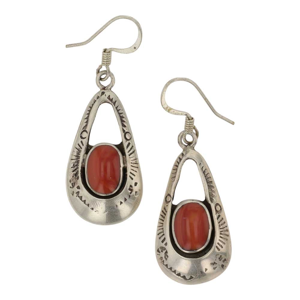 Navajo Mediterranean Coral Earrings: Sterling Silver | Genuine Mediterranean Coral | Navajo Mediterranean Coral Earrings | Navajo Native American Southwest Indian Jewelry | Good (no breaks or damages) | Approximate Weight:?5 Grams | Earr
