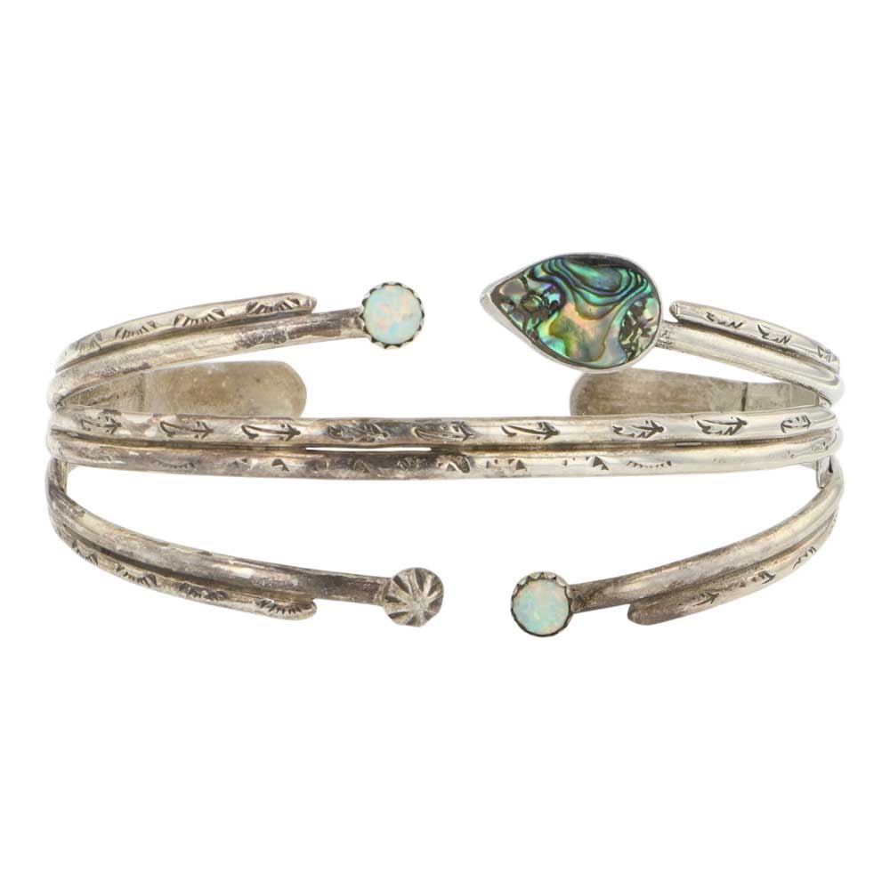 Navajo Synthetic Opal & Abalone Shell Bracelet (1 of 3)