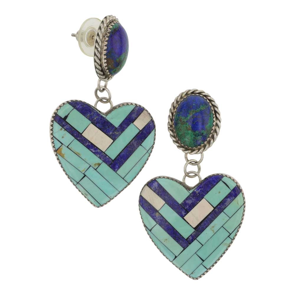 Santo Domingo Turquoise & Lapis Inlay Earrings (1 of 2)