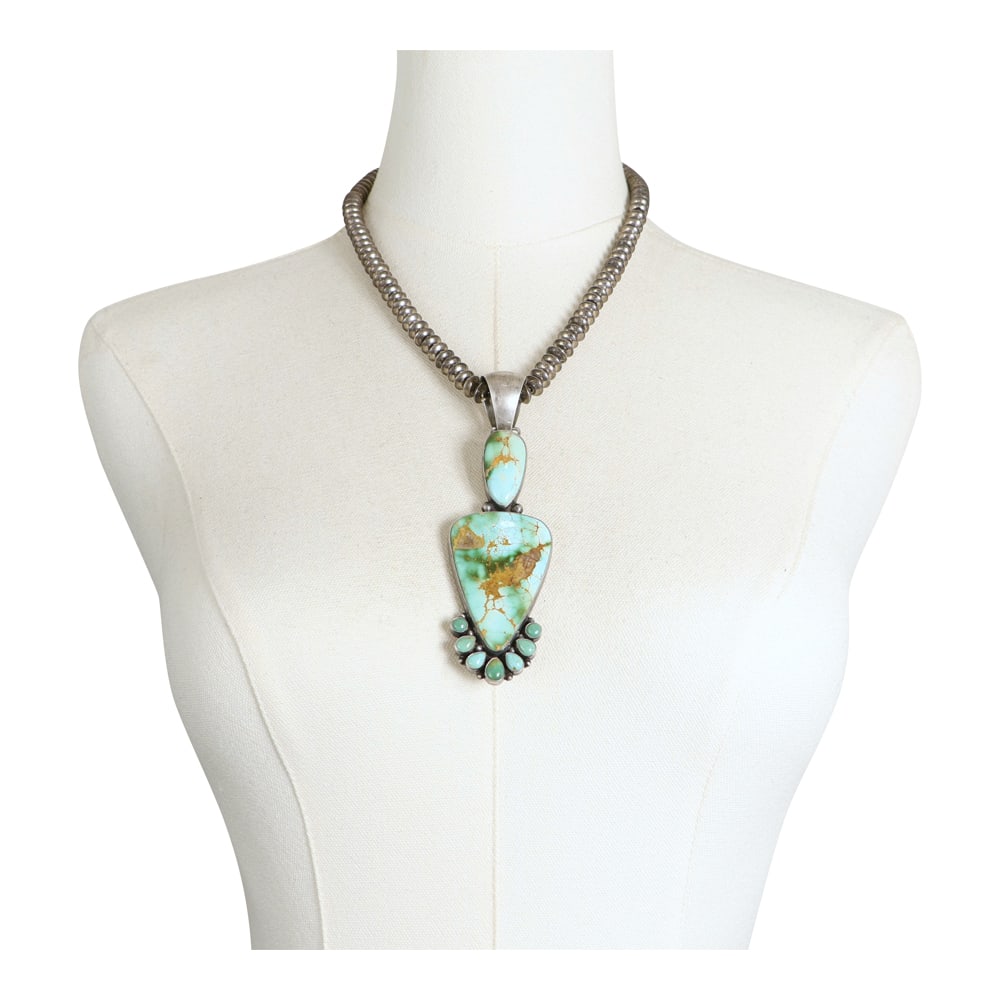 Ryan Sanchez Navajo Gertrude Zachary Southwest Shop Gem Grade Royston Turquoise Pendant On Sterling (1 of 4)