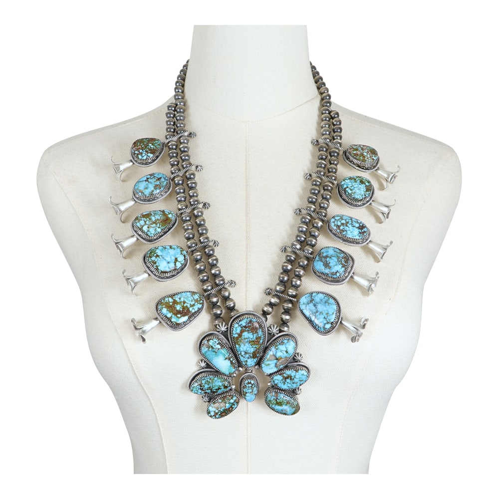 Mark Yazzie Talented Navajo Artist Gem Grade Turquoise Mountain Turquoise Large Heavy Detailed Hand (1 of 4)