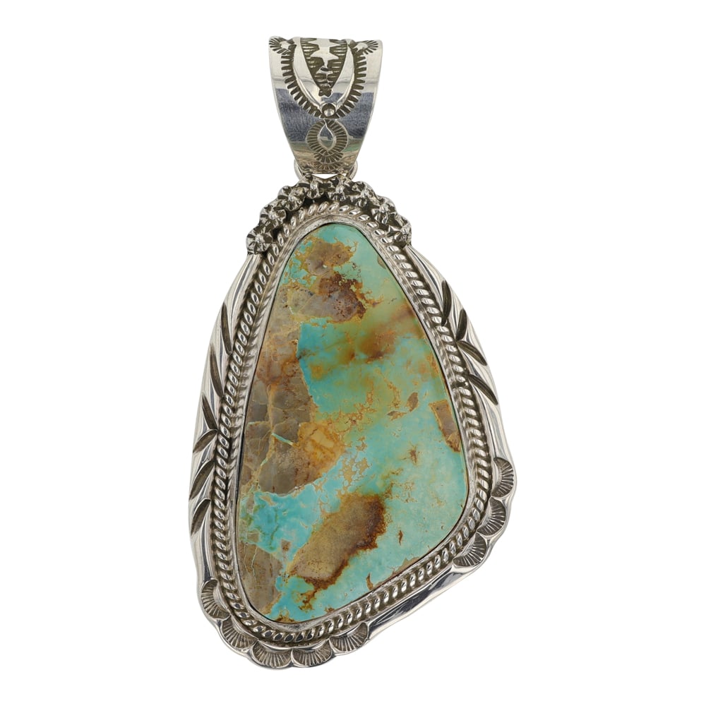 John Nelson Navajo Royston Turquoise Pendant: Sterling Silver | Genuine Royston Turquoise | John Nelson Navajo Royston Turquoise Pendant | Navajo Native American Southwest Indian Jewelry | Good (no breaks or damages) | Approximate Weight: 47 Gram