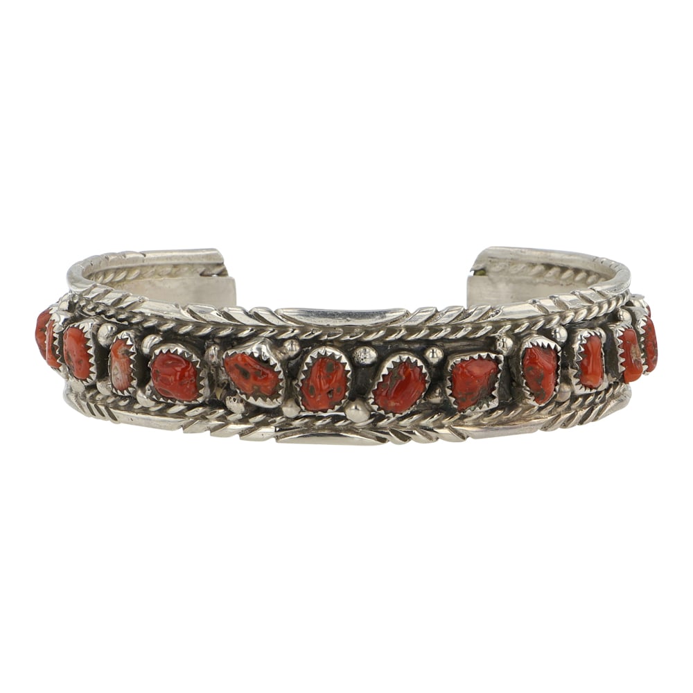 Vintage Navajo Mediterranean Coral Freeform Bracelet (1 of 3)