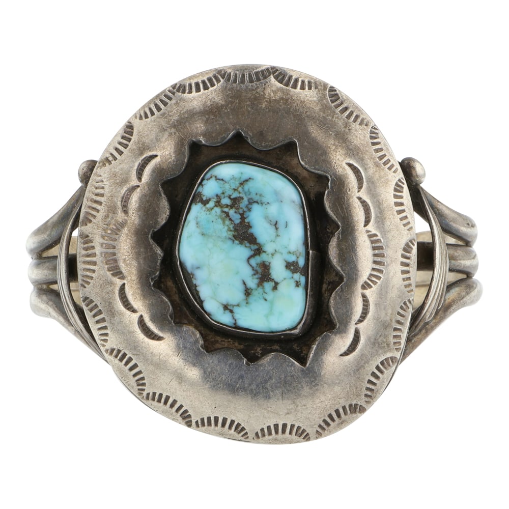 Vintage Navajo Ithaca Peak Turquoise Shadowbox Bracelet (1 of 3)
