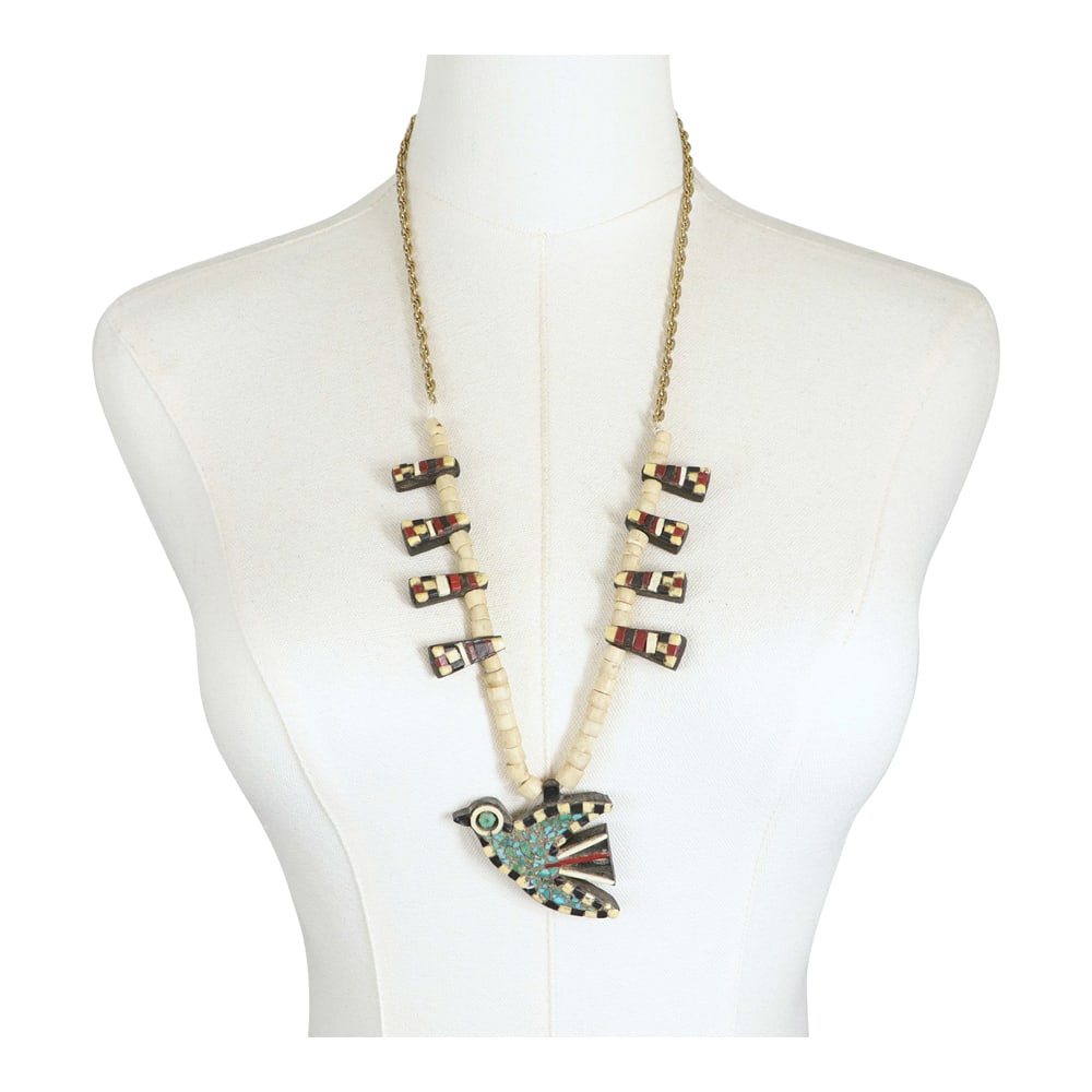 Vintage 1920's Depression Era Santo Domingo Necklace with Modern Brass extension Chain Added (1 of 4)