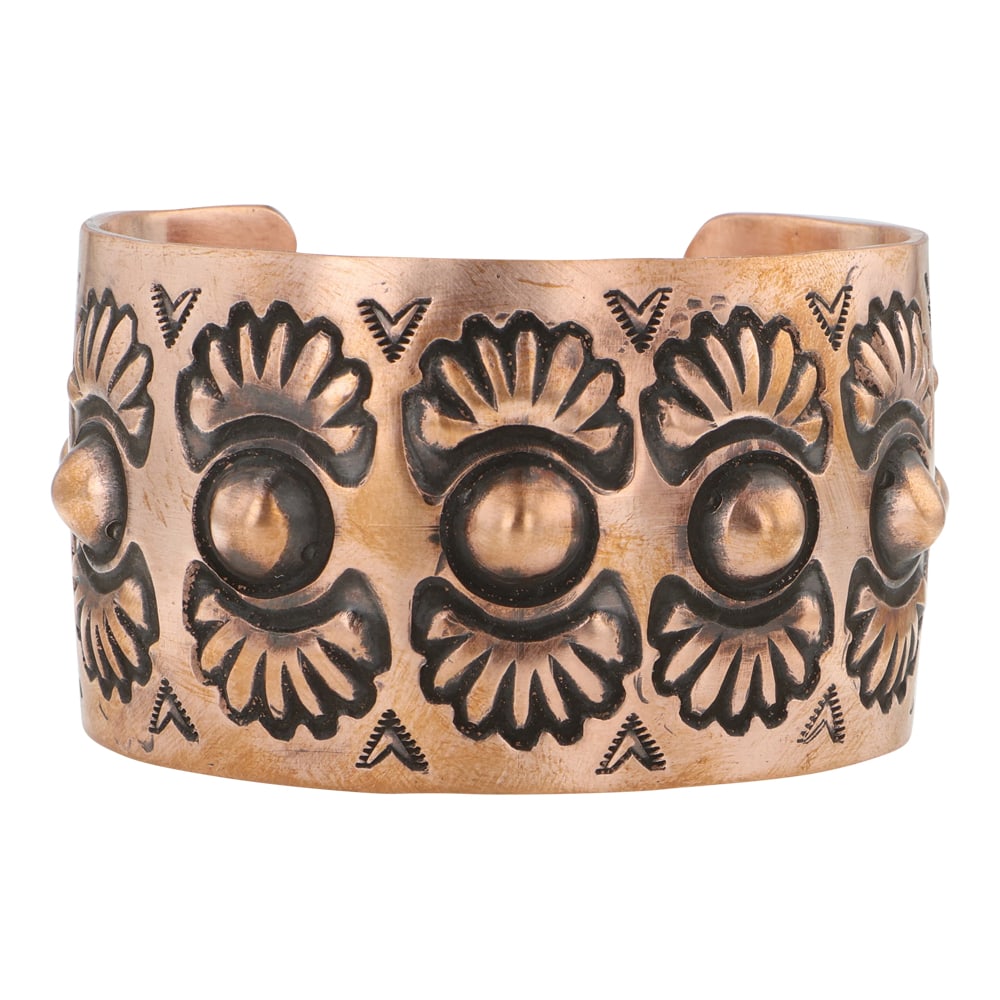 Ronnie Willie Navajo Stamp-Work Copper Bracelet (1 of 3)