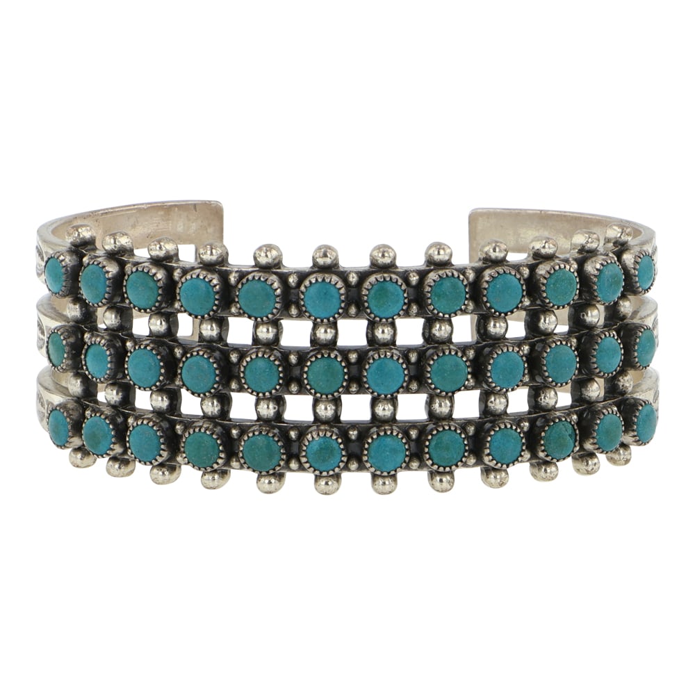 Vintage Fred Harvey Era Turquoise Row Bracelet (1 of 3)