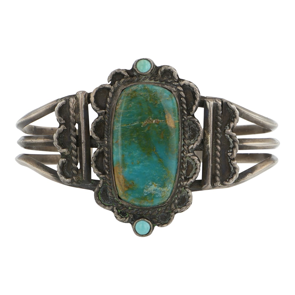 Vintage Navajo Nevada Turquoise Bracelet: Sterling Silver | Genuine Nevada Turquoise | Vintage Navajo Nevada Turquoise Bracelet | Navajo Native American Southwest Indian Jewelry | Good (no breaks or damages) | Approximate Weight: 26 Grams | B