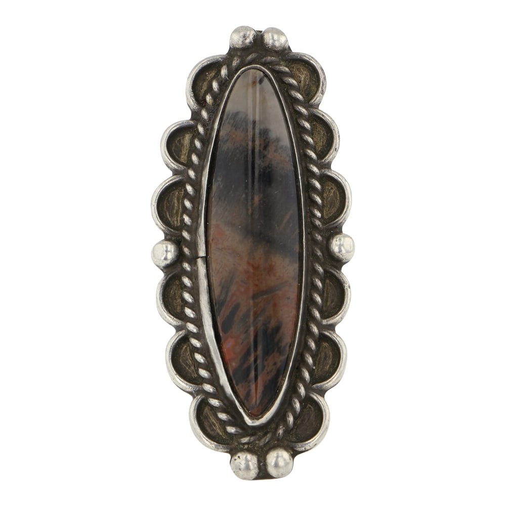 Vintage Navjao Petrified Wood Ring: Sterling Silver | Genuine Petrified Wood | Vintage Navjao Petrified Wood Ring | Navajo Native American Southwest Indian Jewelry | Good (no breaks or damages) | Approximate Weight: 15 Grams | Ring: 4.5