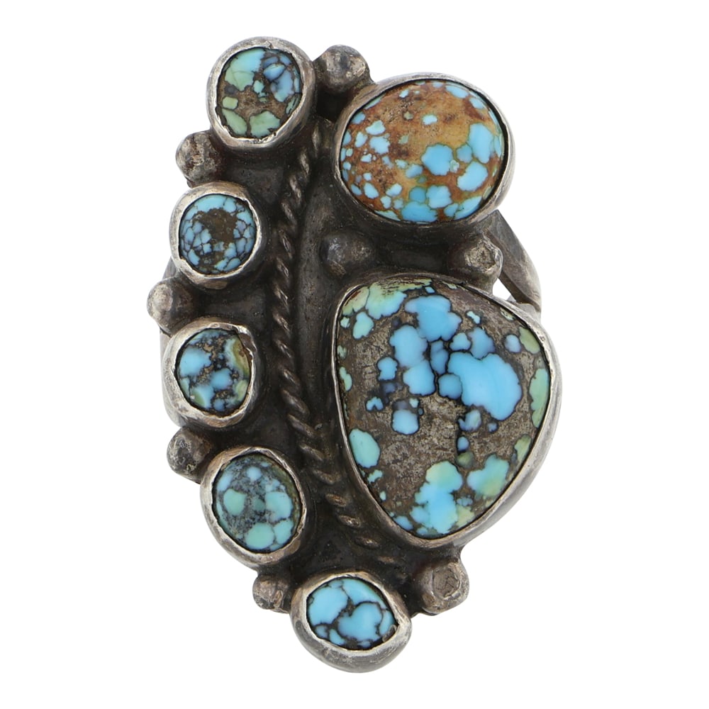 Vintage Navjao Spiderweb Turquoise Ring: Sterling Silver | Genuine Turquoise | Vintage Navjao Spiderweb Turquoise Ring | Navajo Native American Southwest Indian Jewelry | Good (no breaks or damages) | Approximate Weight: 9 Grams | Ring: 6 si