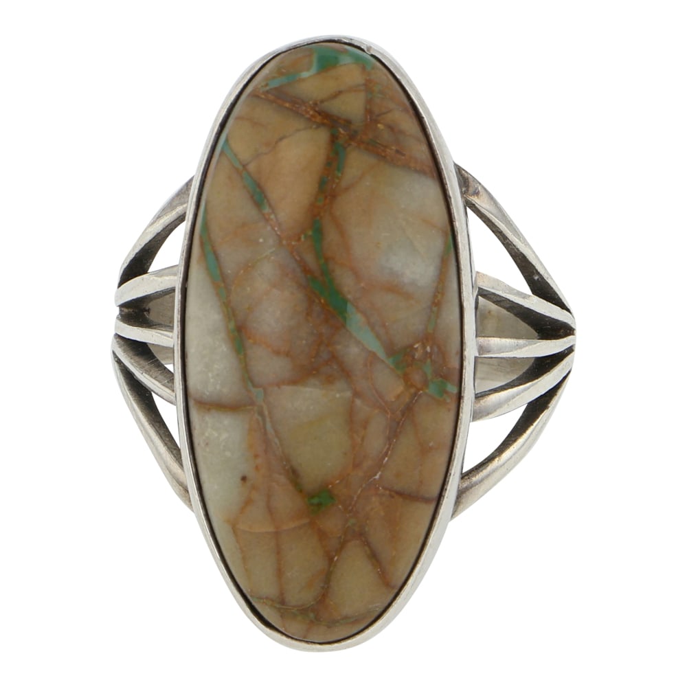 Navajo Boulder Turquoise Ring: Sterling Silver | Genuine Boulder Turquoise | Navajo Boulder Turquoise Ring | Navajo Native American Southwest Indian Jewelry | Good (no breaks or damages) | Approximate Weight: 7 Grams | Ring: 6 size