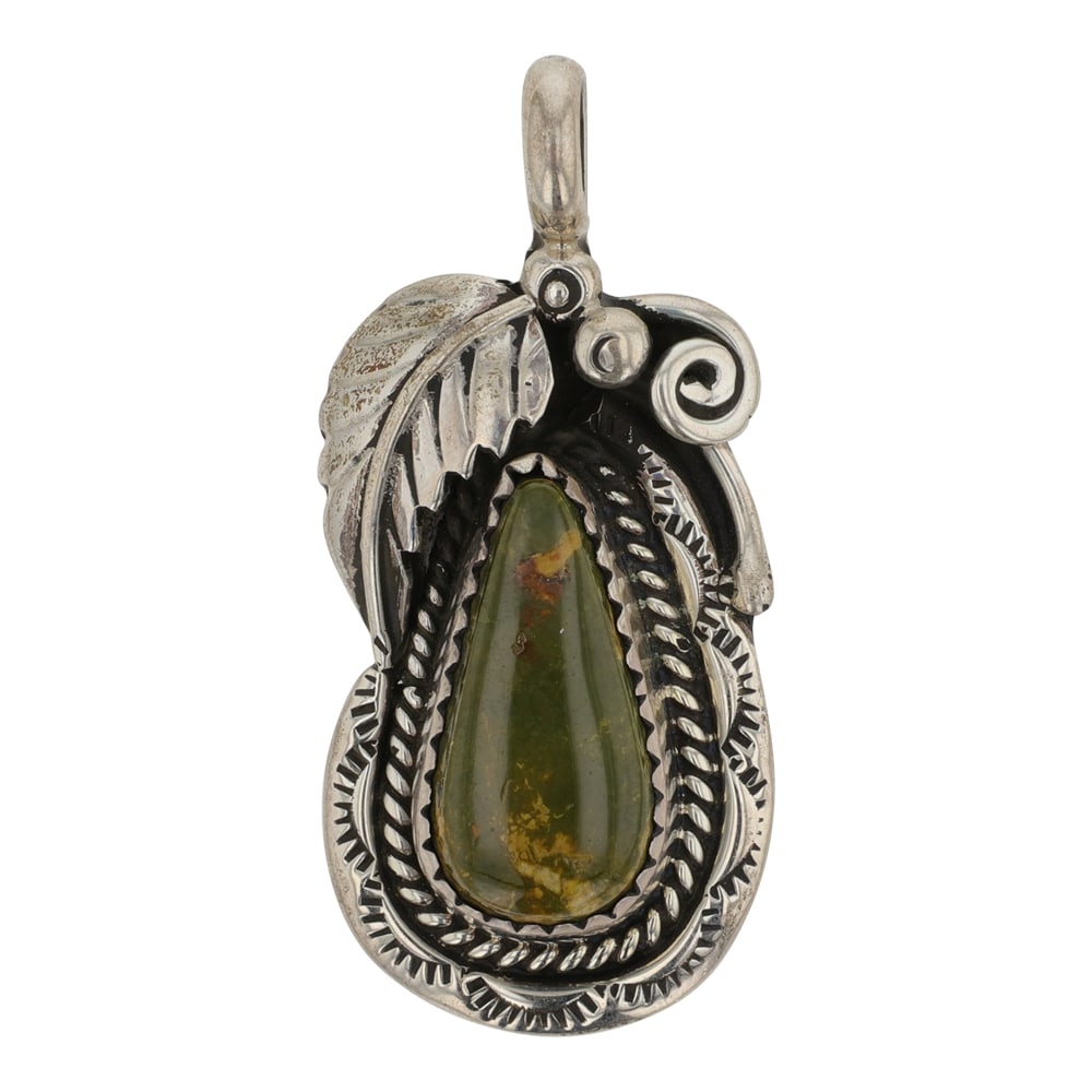 Navajo Royston Turquoise Pendant: Sterling Silver | Genuine Royston Turquoise | Navajo Royston Turquoise Pendant | Navajo Native American Southwest Indian Jewelry | Good (no breaks or damages) | Approximate Weight: 5 Grams | Pendant: 