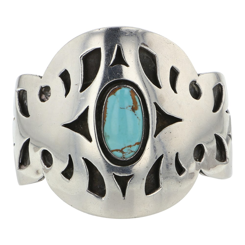 Ewing Southwest Anglo Artist Royston Turquoise Cuff Bracelet: Sterling Silver | Genuine Royston Trquoise | Ewing Southwest Anglo Artist Royston Turquoise Cuff Bracelet | Southwest American Anglo Artist Jewelry | Good (no breaks or damages) | Approximate Weight: 