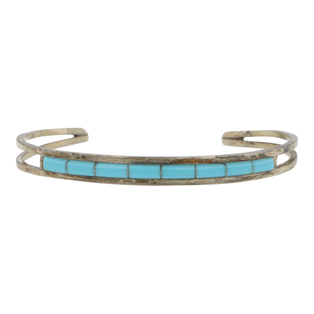 Zuni Turquoise Inlay Cuff Bracelet (1 of 3)