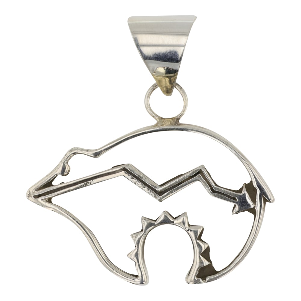 Navajo Plain Silver Bear Pendant: Sterling Silver | | Navajo Plain Silver Bear Pendant | Navajo Native American Southwest Indian Jewelry | Good (no breaks or damages) | Approximate Weight: 7 Grams | Pendant: 2" x 1.5" |