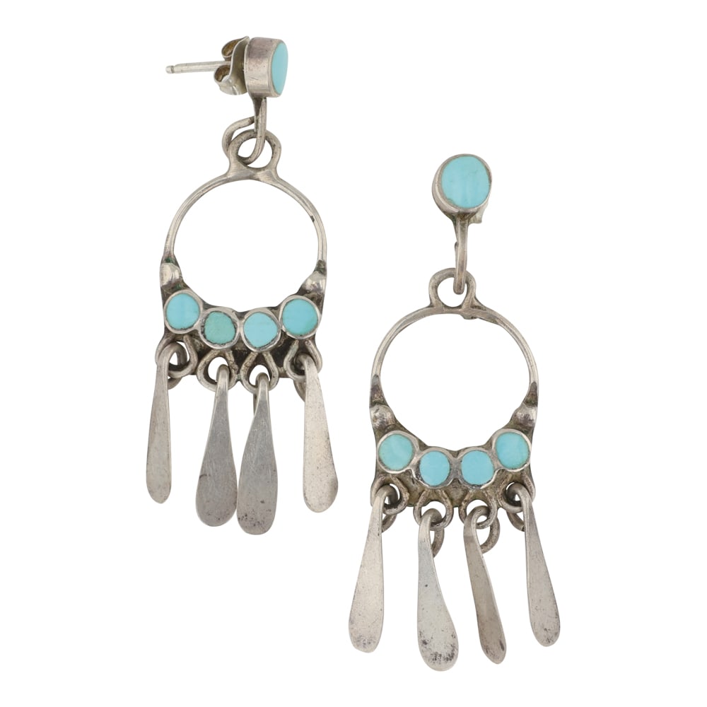 Vintage Zuni Turquoise Chandelier Earrings (1 of 2)