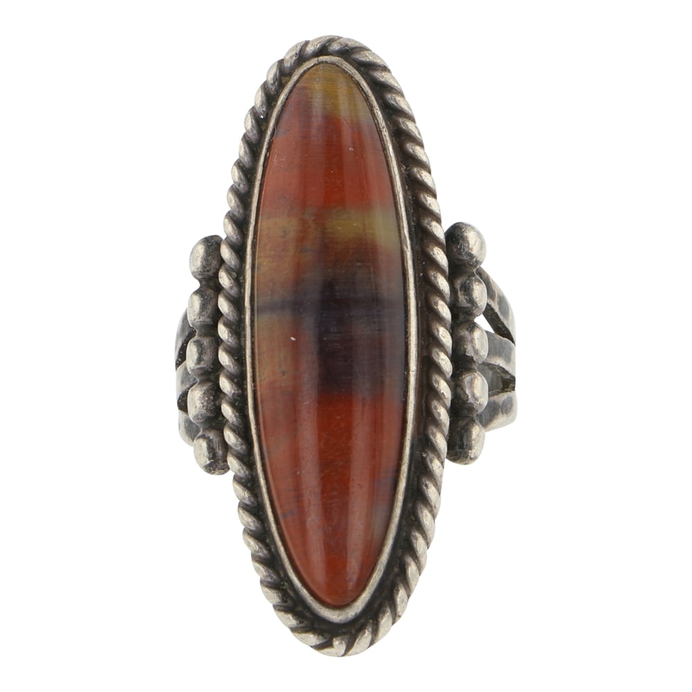 Vintage Navajo Petrified Wood Ring: Sterling Silver | Gneuine Petrified Wood | Vintage Navajo Petrified Wood Ring | Navajo Native American Southwest Indian Jewelry | Good (no breaks or damages) | Approximate Weight: 8 Grams | Ring: 6 si