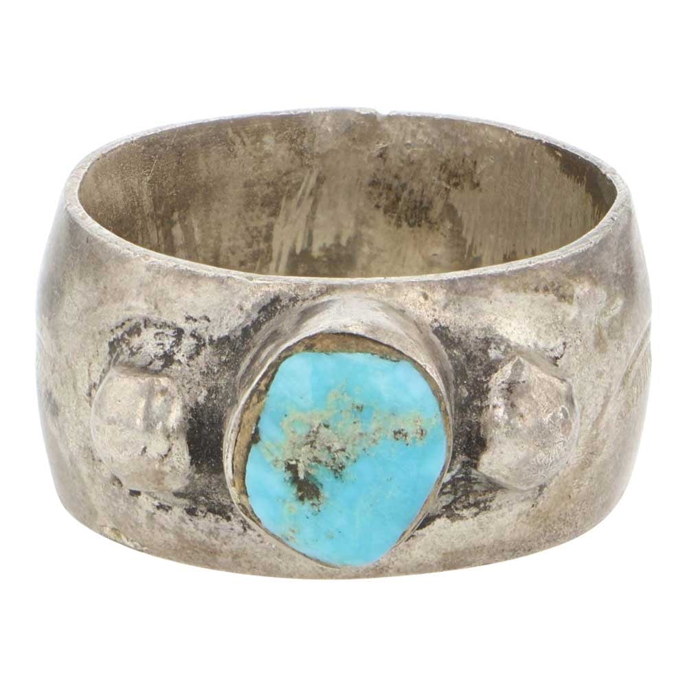 Navajo Blue Ridge Turquoise Ring: Sterling Silver | Genuine Blue Ridge Turquoise | Navajo Blue Ridge Turquoise Ring | Navajo Native American Southwest Indian Jewelry | Good (no breaks or damages) | Approximate Weight:9 Grams | Ring: 7