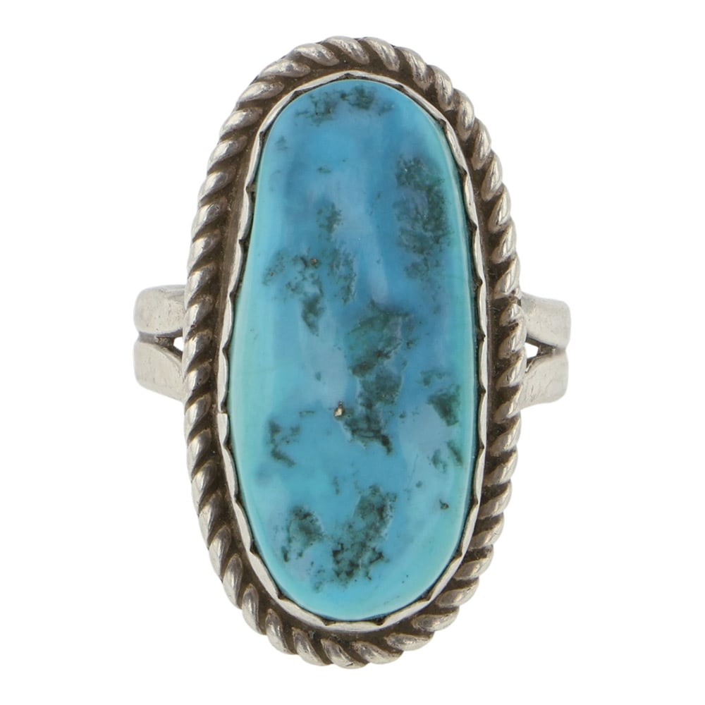 Navajo Kingman Turquoise Ring: Sterling Silver | Genuine Kingman Turquoise | Navajo Kingman Turquoise Ring | Navajo Native American Southwest Indian Jewelry | Good (no breaks or damages) | Approximate Weight: 6 Grams | Ring: 6 size