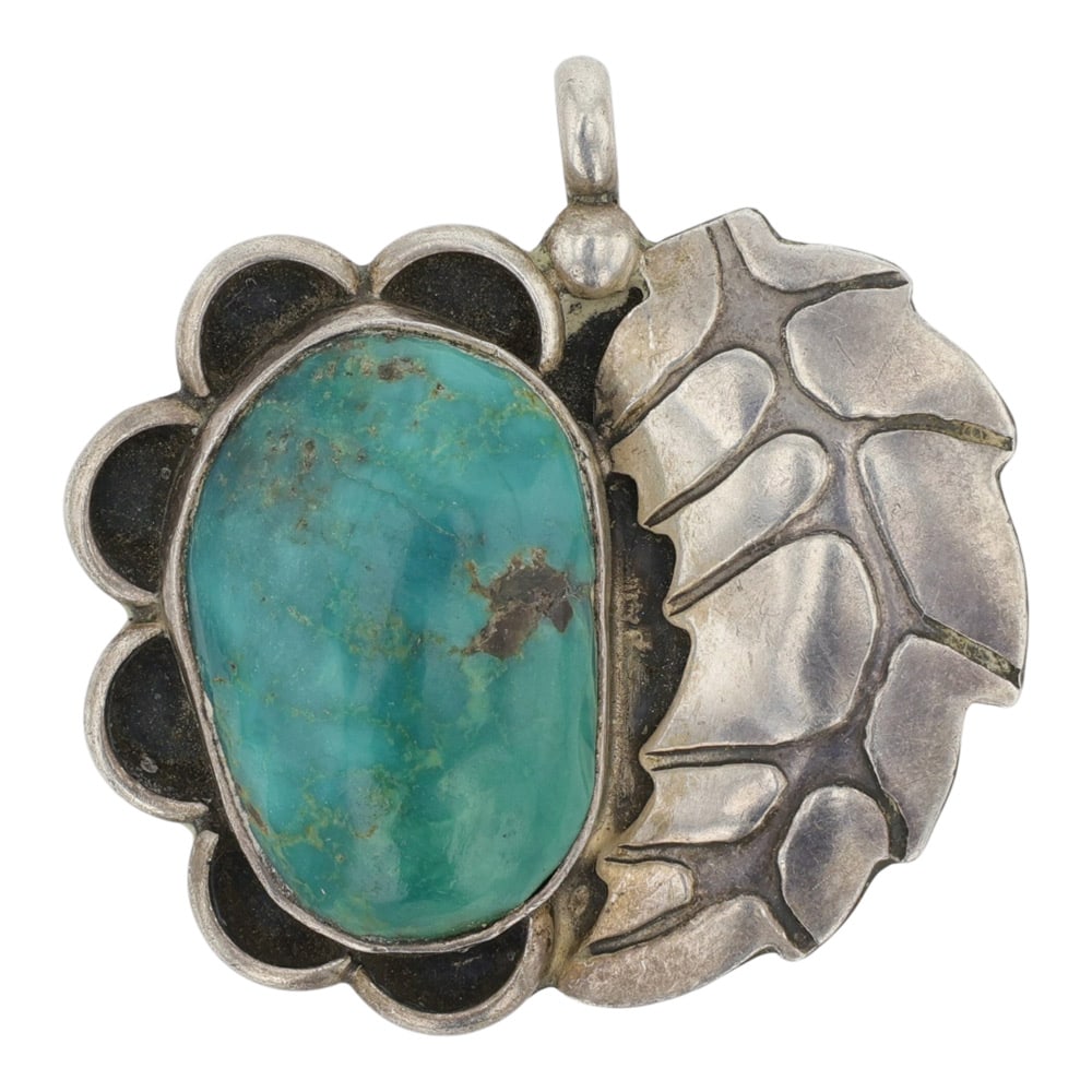 Vintage Navajo Nevada Turquoise Pendant: Sterling Silver | Genuine Nevada Turquoise | Vintage Navajo Nevada Turquoise Pendant | Navajo Native American Southwest Indian Jewelry | Good (no breaks or damages) | Approximate Weight: 7 Grams |