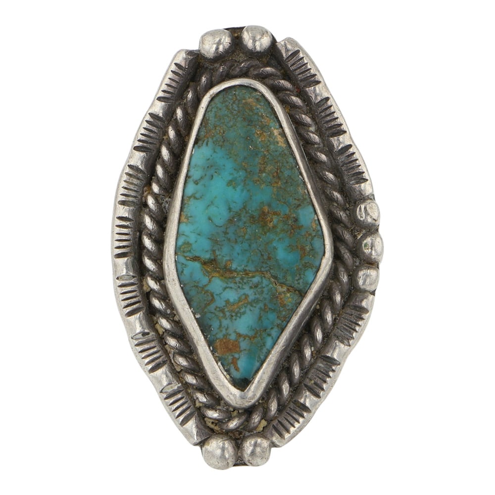 Vintage Navjao Turquosei Ring: Sterling Silver | Genuine Nevada Turquoise | Vintage Navjao Turquosei Ring | Navajo Native American Southwest Indian Jewelry | Good (no breaks or damages) | Approximate Weight: 12 Grams | Ring: 5