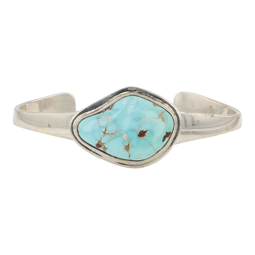 Wilson Padilla Navajo Godber's Turquoise Bracelet: Sterling Silver | Genuine Godber's Turquoise | Wilson Padilla Navajo Godber's Turquoise Bracelet | Navajo Native American Southwest Indian Jewelry | Good (no breaks or damages) | Approximate