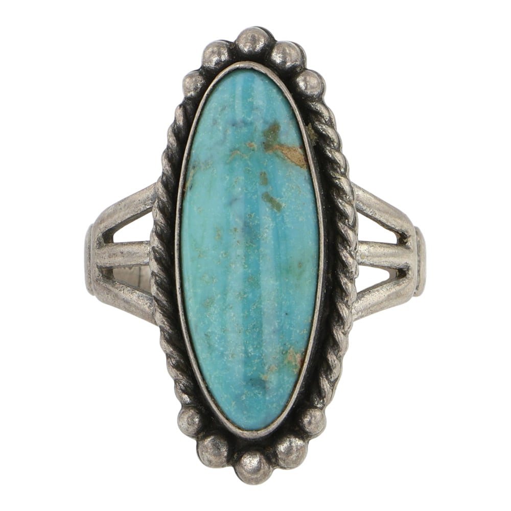 Vintage Navajo Nevada Turquoise Ring: Sterling Silver | Genuine Nevada Turquoise | Vintage Navajo Nevada Turquoise Ring | Navajo Native American Southwest Indian Jewelry | Good (no breaks or damages) | Approximate Weight: 7 Grams | Ring: 