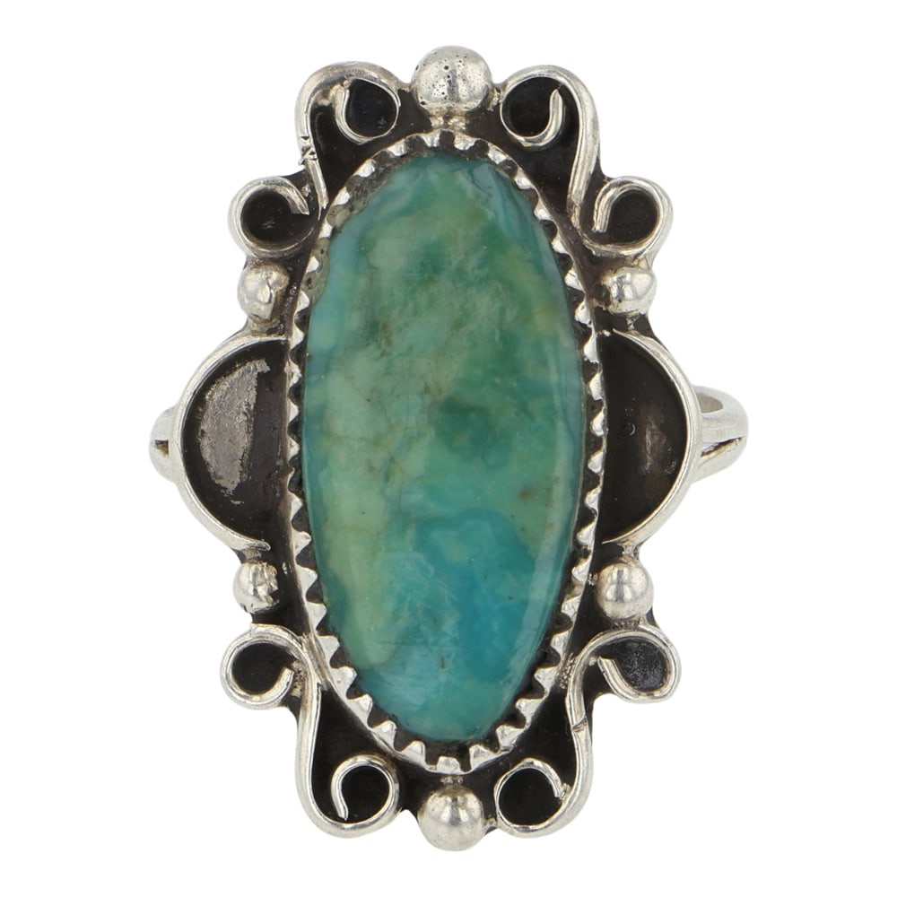 Vintage Navajo Nevada Turquoise Ring: Sterling Silver | Genuine Nevada Turquoise | Vintage Navajo Nevada Turquoise Ring | Navajo Native American Southwest Indian Jewelry | Good (no breaks or damages) | Approximate Weight: 5 Grams | Ring: 