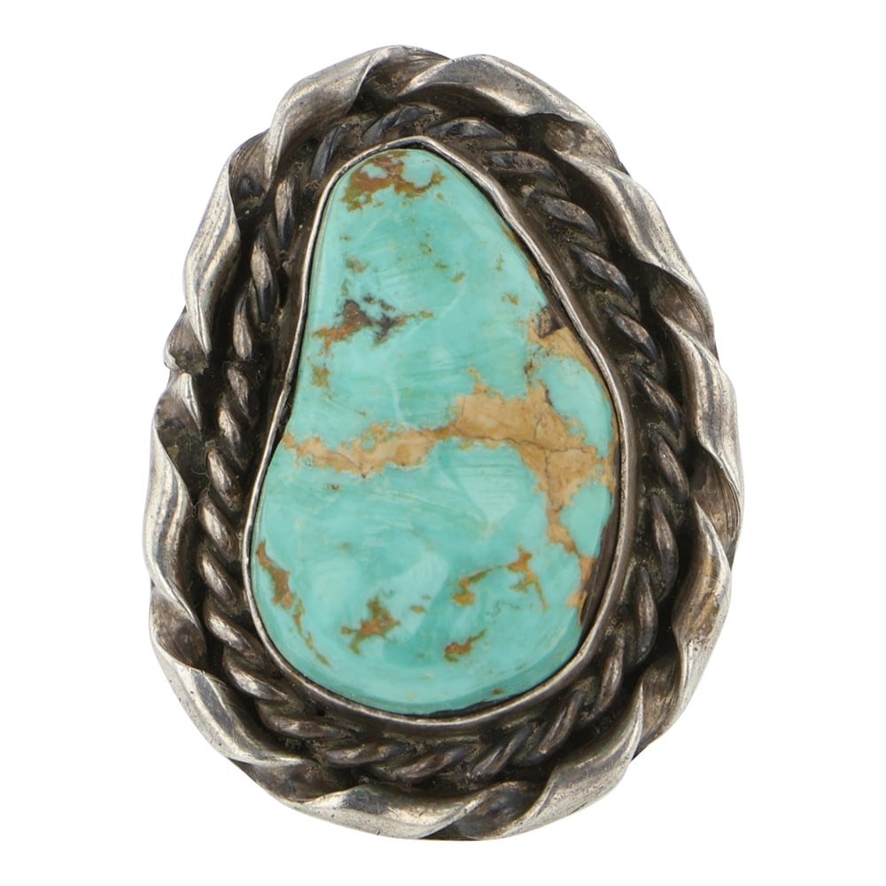 Vintage Navajo Nevada Turquoise Ring: Sterling Silver | Genuine Nevada Turquoise | Vintage Navajo Nevada Turquoise Ring | Navajo Native American Southwest Indian Jewelry | Good (no breaks or damages) | Approximate Weight: 7 Grams | Ring: 