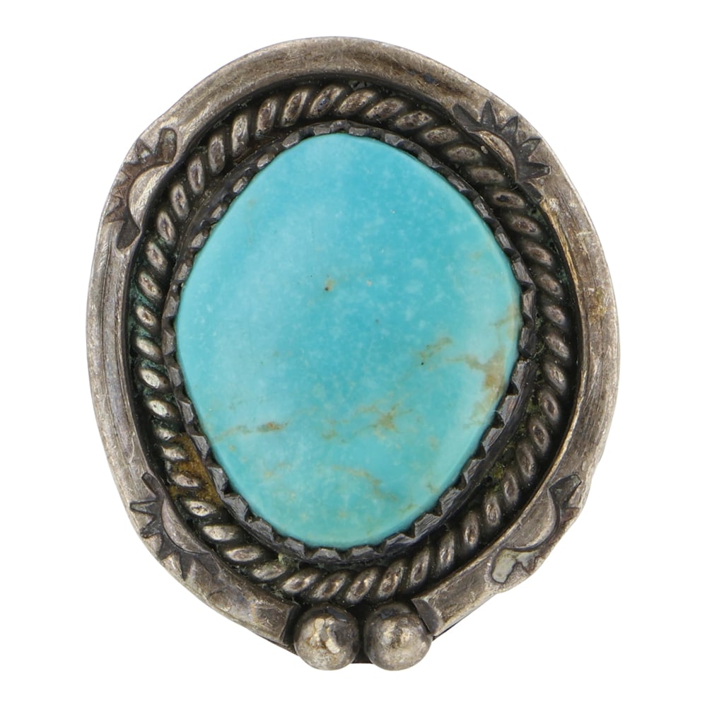 Vintage Navajo Nevada Turquoise: Sterling Silver | Genuine Nevada Turquoise | Vintage Navajo Nevada Turquoise | Navajo Native American Southwest Indian Jewelry | Good (no breaks or damages) | Approximate Weight: 7 Grams | Ring: 5 siz
