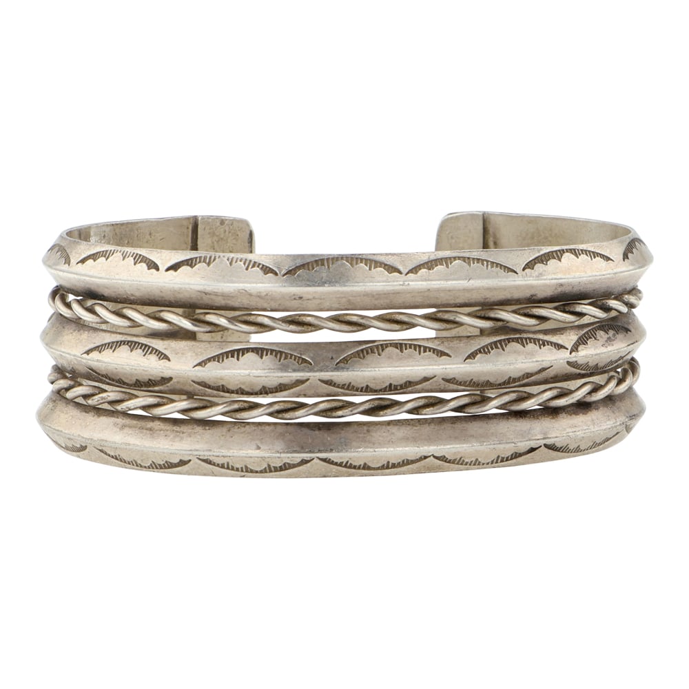 Vintage Navajo Plain Silver Heavy Wires Cuff Bracelet (1 of 3)