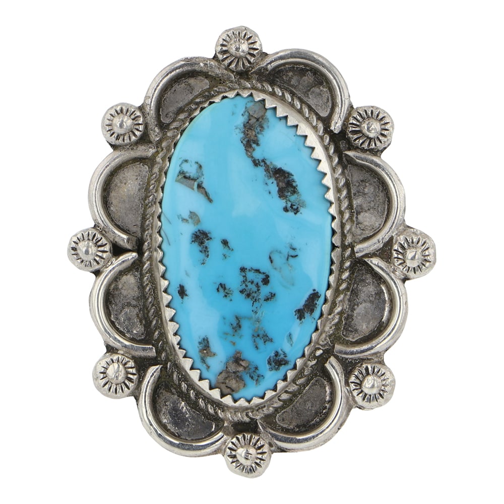 Navajo Kingman Turquoise Ring: Sterling Silver | Genuine Kingman Turquoise | Navajo Kingman Turquoise Ring | Navajo Native American Southwest Indian Jewelry | Good (no breaks or damages) | Approximate Weight: 17 Grams | Ring: 9.5 s
